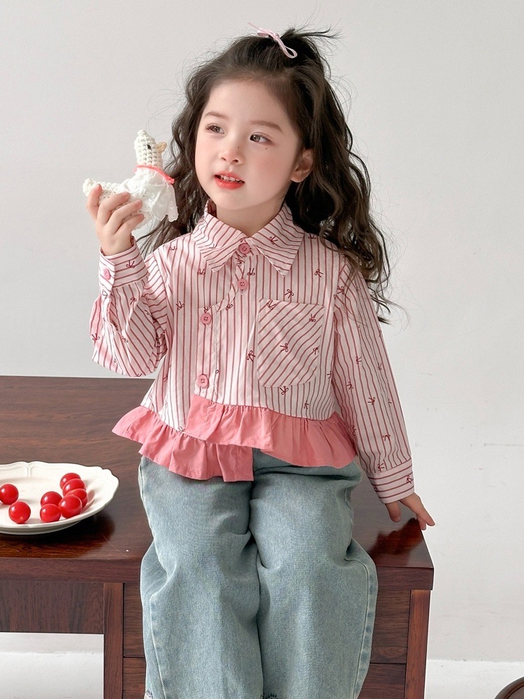 Camisas irregulares de niñas primavera y otoño abrigo 2025 nuevo bebé femenino coreano chaqueta de manga larga ropa de primavera de moda