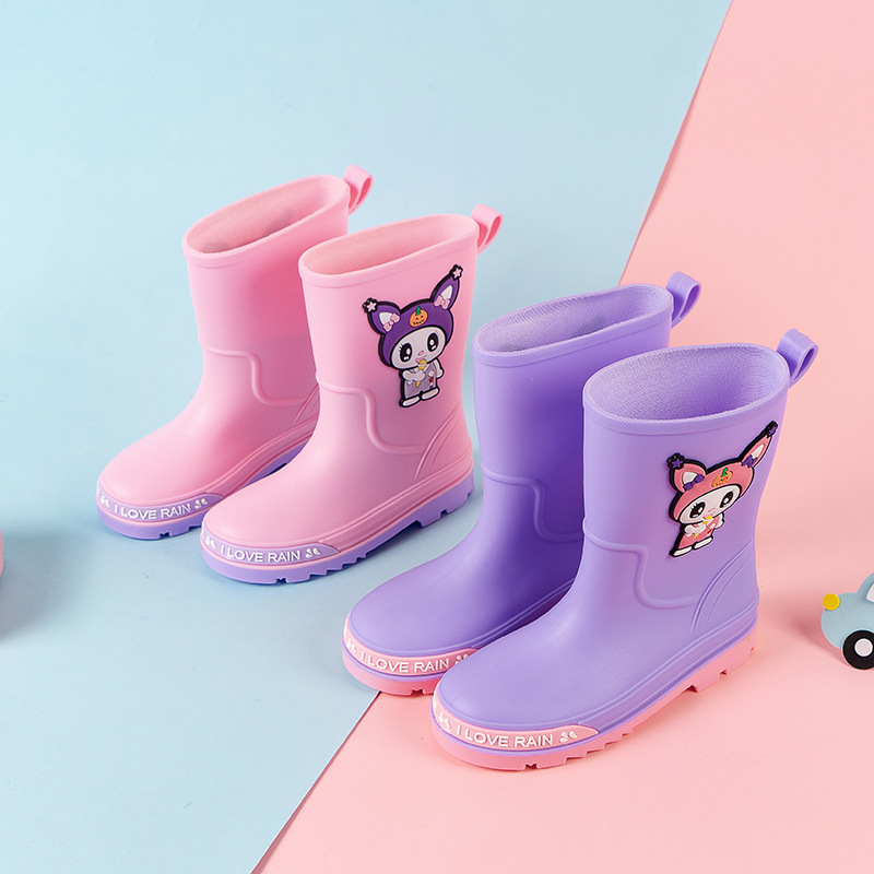 Girls' Versatile Sports Rain Boots 2025 Autumn and Winter New Style Medium and Large Kidsren's Waterproof Warm Boots Kidsren's Velvet Boots