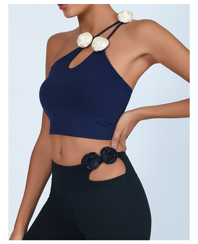 Top de yoga con tirantes y diseño floral, color rojo festivo, efecto adelgazante, de secado rápido, a prueba de golpes, sujetador deportivo para correr y hacer ejercicio para mujer.