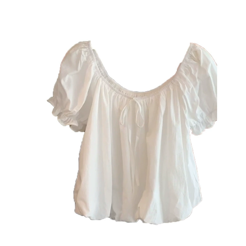 Summer white shirt, puff sleeves