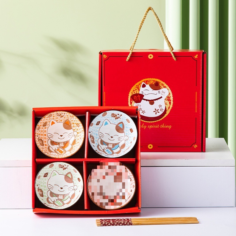礼品碗套装家用吃饭套碗碗碟山茶花瓷碗陶瓷碗筷套装餐具礼盒装无|undefined