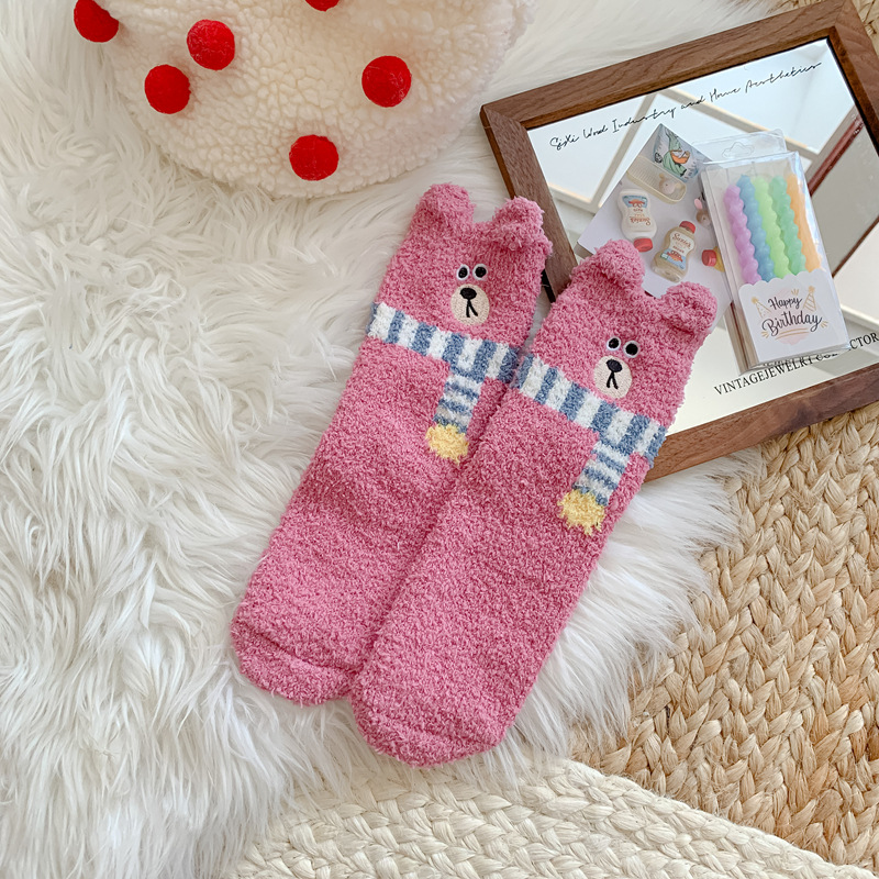 Calcetines de Piso de Terciopelo de Coral Térmicos y Engrosados para Invierno