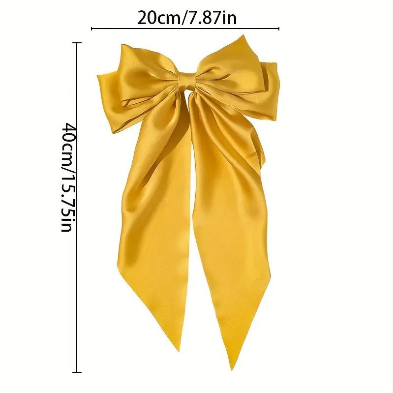 Cross-border satin ribbon bow hair accessories simple temperament female bow hairpin back head spring clip hairpin_voghion.com