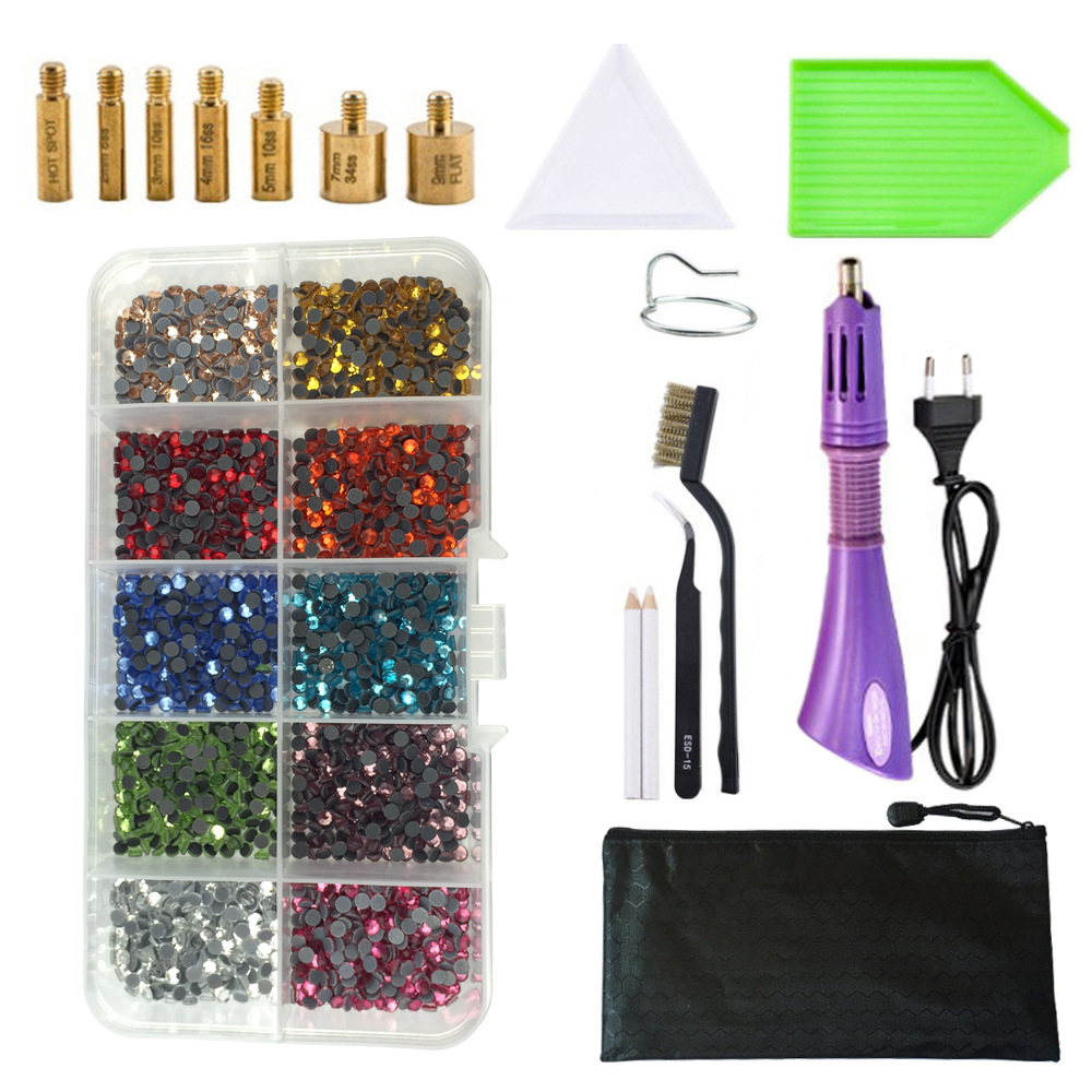 Máquina de perforación en caliente traje DMC fondo plano accesorios de herramientas de perforación en caliente pinzas Punto de ropa pluma de perforación bolsa de almacenamiento transfronterizo Amazon