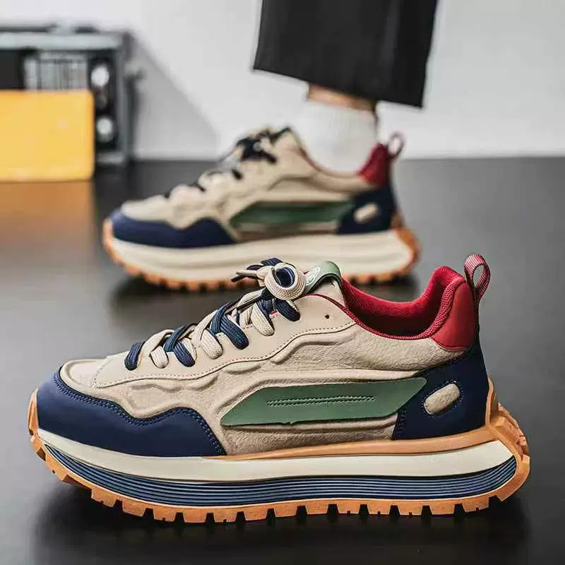 男鞋2025男鞋休闲百搭运动鞋港风高颜值老爹鞋新款增高厚底潮鞋子