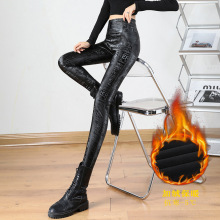 PU皮裤女冬季大码铅笔弹力紧身黑裤高腰机车加绒打底裤辣妹裤