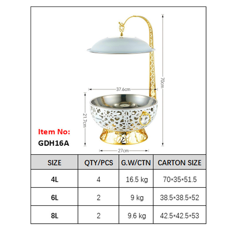 新款轻奢白色自助餐炉8L不锈钢吊炉户外聚餐酒精炉Chafing Dish|undefined