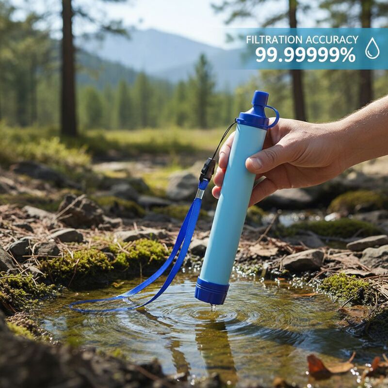 Portable Outdoor Water Purifier, Emergency Survival Straw for Individual Use in Wilderness, Outdoor Camping Filter, Direct Drinking Water Filter