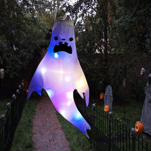 Halloween decoration hairdryer ghost Ghost Festival LED light-up ghost pendant party ghost face venue layout props