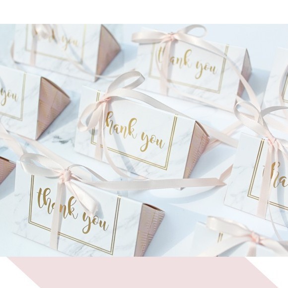 喜糖盒大理石三角形烫金高颜值伴手礼北欧清新