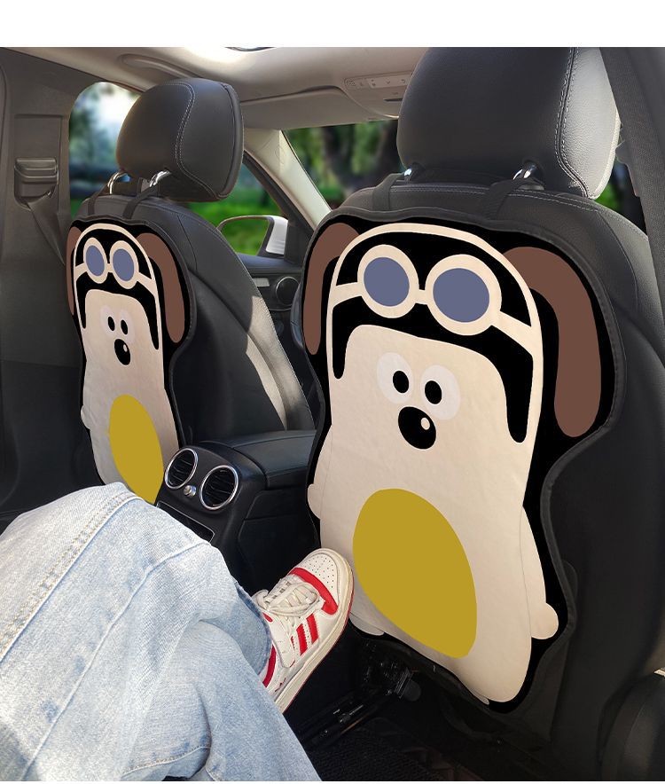 Car Seat Back Anti-kick Cushion Universal Leather Waterproof Wear-resistant Cartoon Cute Seat Back Car Car Seat Protective Cover