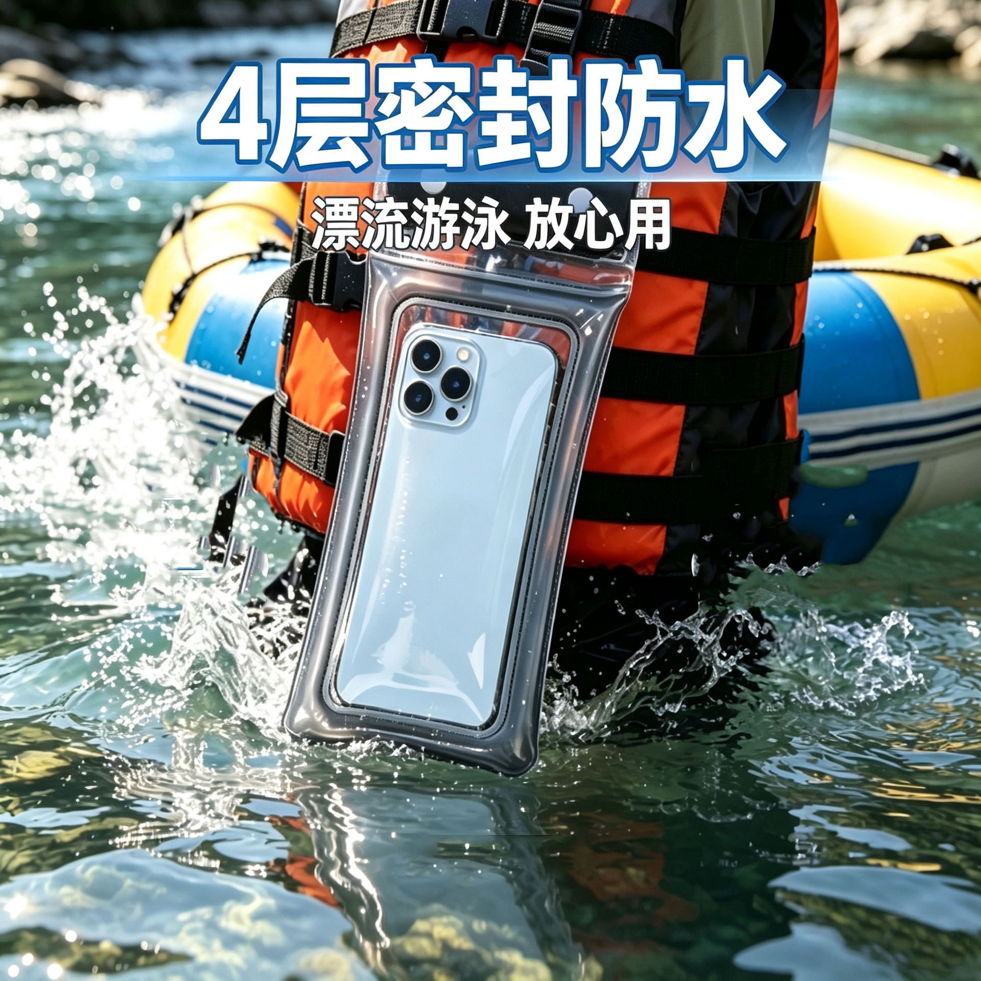 漂流手机防水袋批发外卖专用骑手专用密封袋三折防水手机袋跨境