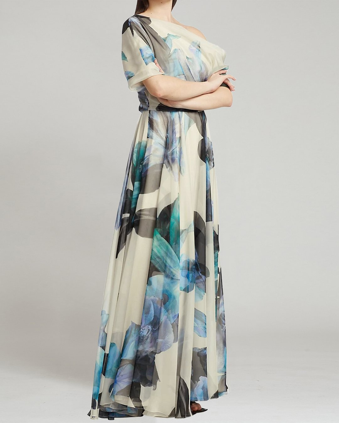 2025 Cross-Border Summer New European And American Bohemian Vacation Style Lace-Up Lolita Flared Printed Dress_ecoleips.com