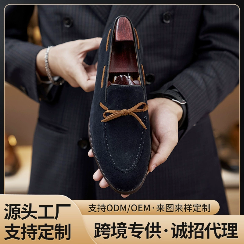 Самоуправляемые фабричные лоферы из воловьей кожи с защитой от бархата, британский набор на одну ступень, винтажная мужская обувь ручной работы из матового гороха