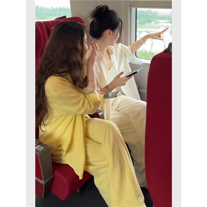 Shenzhen Nanyou 2026 Super Trendy Summer Outfit, Elegant and Stylish Full Set, Yellow Sun-Protective Shirt Set for Women