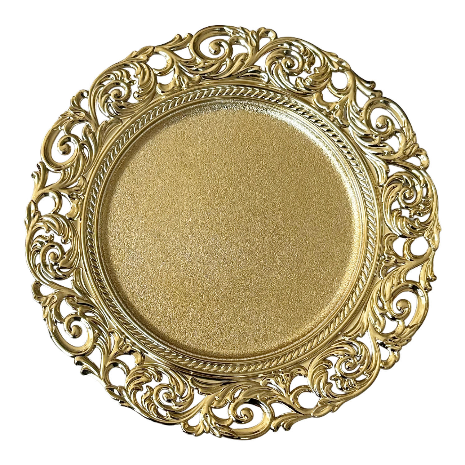 Comercio exterior transfronterizo estilo europeo personalizado comida occidental boda hotel oro decoración placa de plástico placa de carga