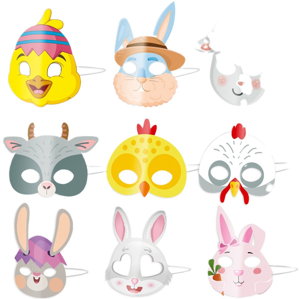 Пасхальная тема Resurrection Paper Mask бумажная маска cartoon животные кролик цыплёнок овца праздник украшение маска оптом