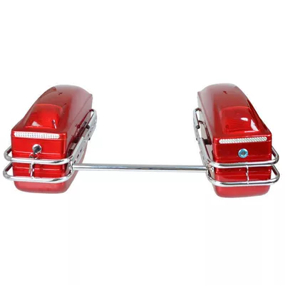 box side box modified box trunk — Motorcycle trunk - k6-red-pair-of-side-boxes-with-light-and-connecting-rod