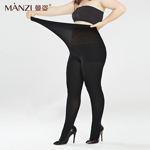 Manzifujie 200D pantyhose large size spring and autumn stockings bare legs artifact velvet pantyhose black bottoming socks batch