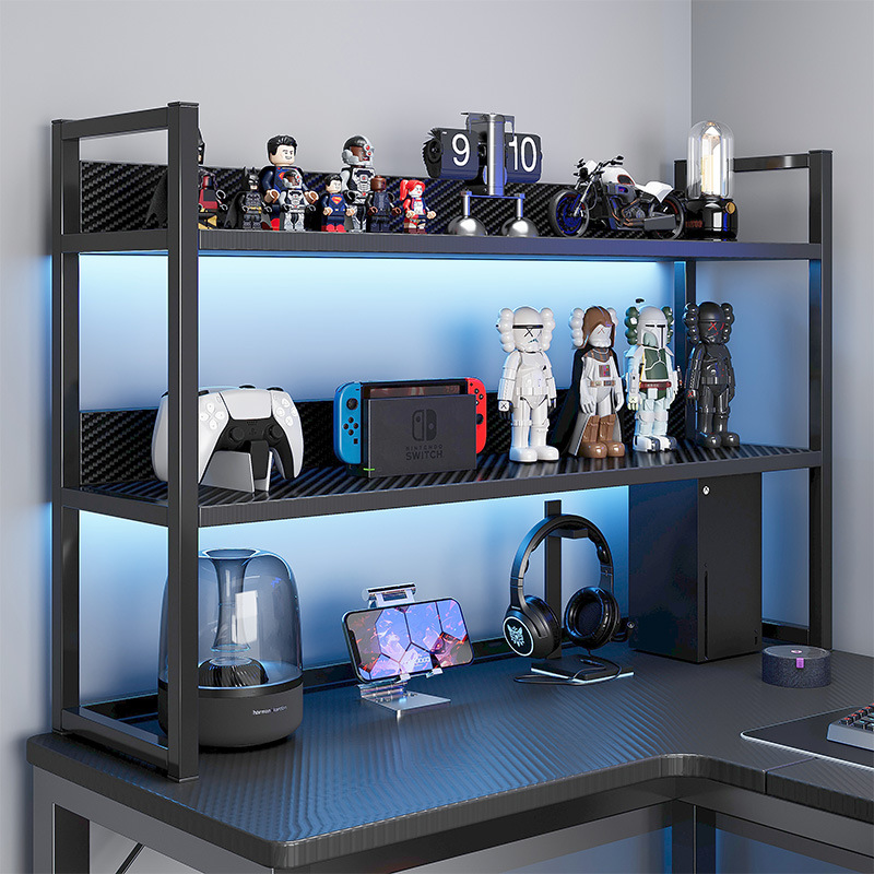 Estante de escritorio pequeño estante de hierro forjado multicapa simple estante de escritorio de oficina estante de almacenamiento de escritorio de escritorio