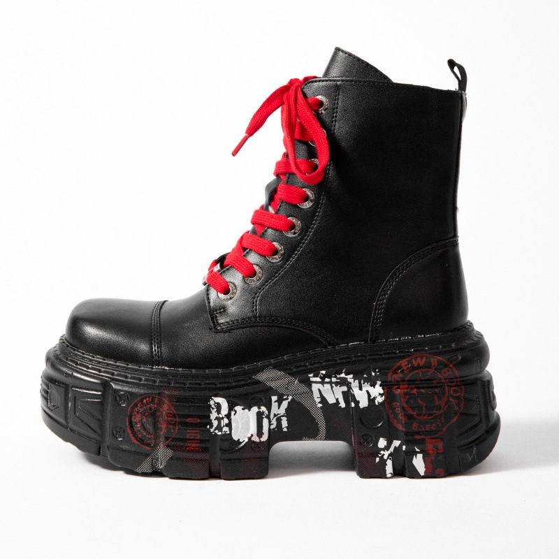 Foreign trade plus size 45 women's shoes 2025 autumn and winter new thick-soled graffiti personalized Martin boots cross-border gothic punk boots