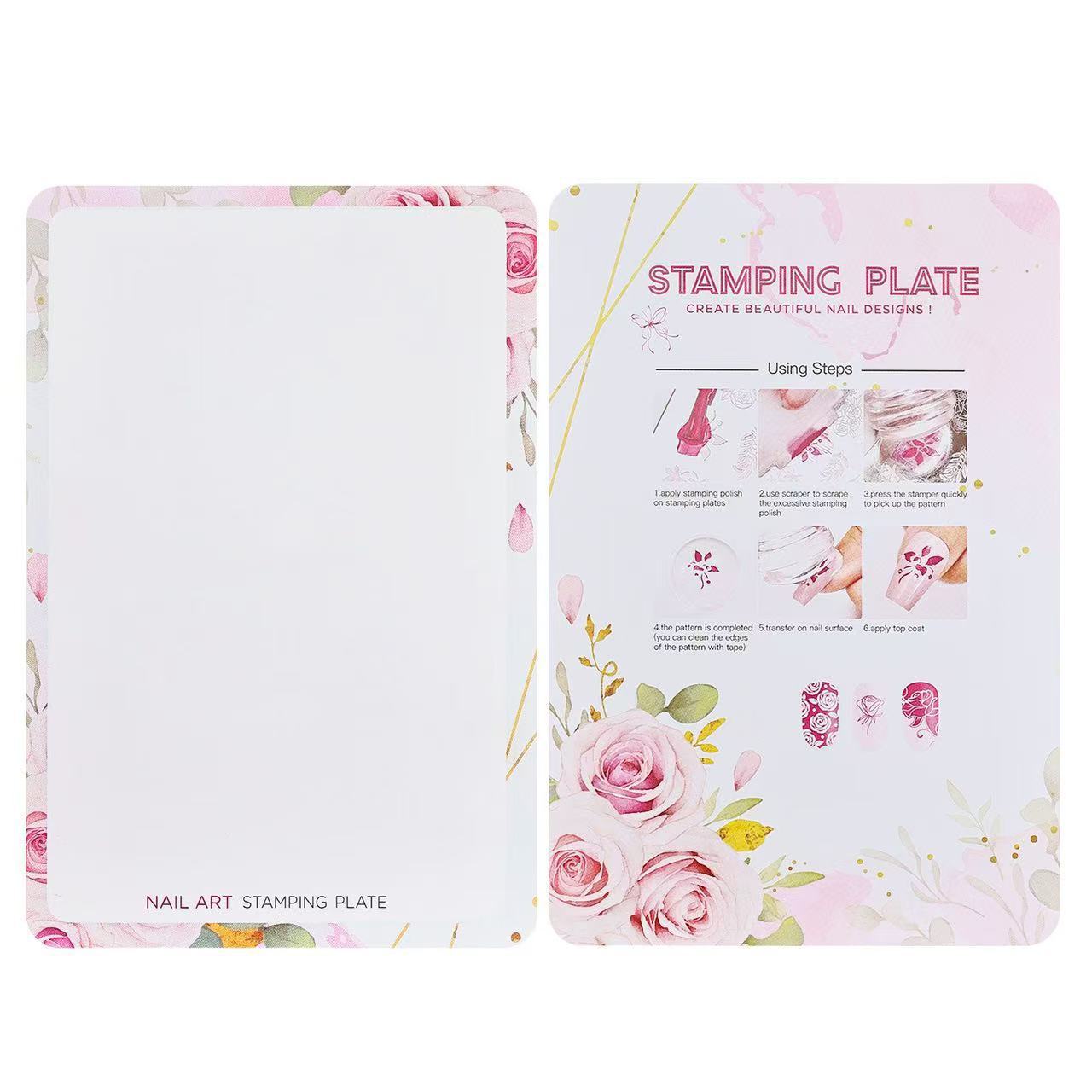 Placa de acero de impresión de uñas Latin French Full Flower Plantilla de estilo nacional Tablero de sello de uñas de acero inoxidable Herramienta de transferencia de bricolaje