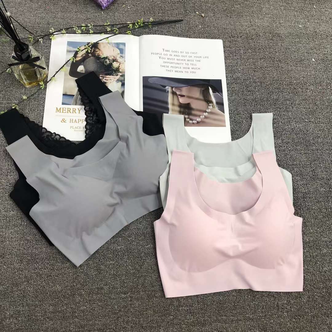 Nueva ropa interior deportiva de color sólido de las mujeres pequeño pecho push up pecho grande pequeño sujetador inalámbrico adhesivo sin costuras Sujetador deportivo