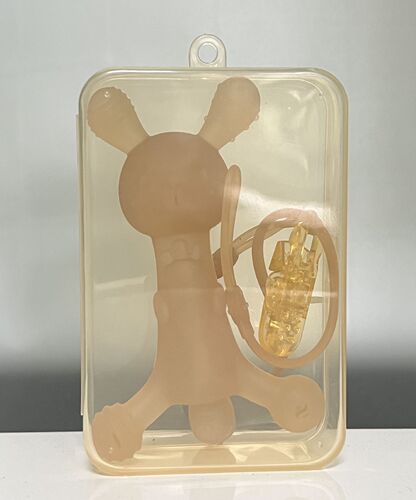 Set of small rabbit teether, baby molar stick, baby teether for four months, oral period, silicone toy, anti-eating hand