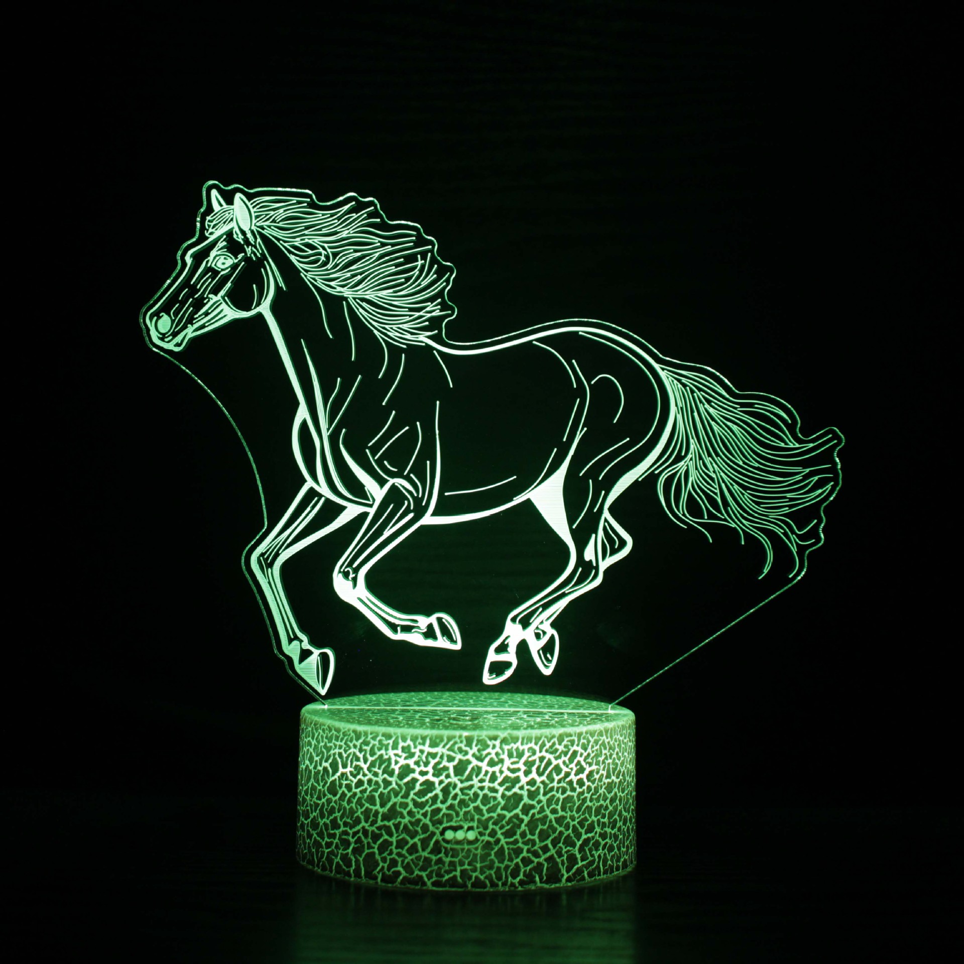 Cruz-frontera dedicado serie de caballos 3D lámpara de modelado de luz nocturna LED lámpara de ilusión estéreo visual lámpara de mesa de noche USB