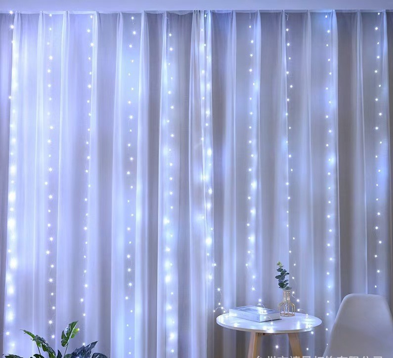 Nuevo transfronterizo 3 * 3m LED de cobre lámpara de cortina decoración de Navidad USB ocho funciones cadena de lámparas de control remoto image 8