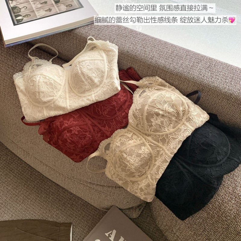 W6100 # French Bone Line Lace Camisole Women's All-In-One Breast Pad Slimming Pure Lust Sexy Inner Wear