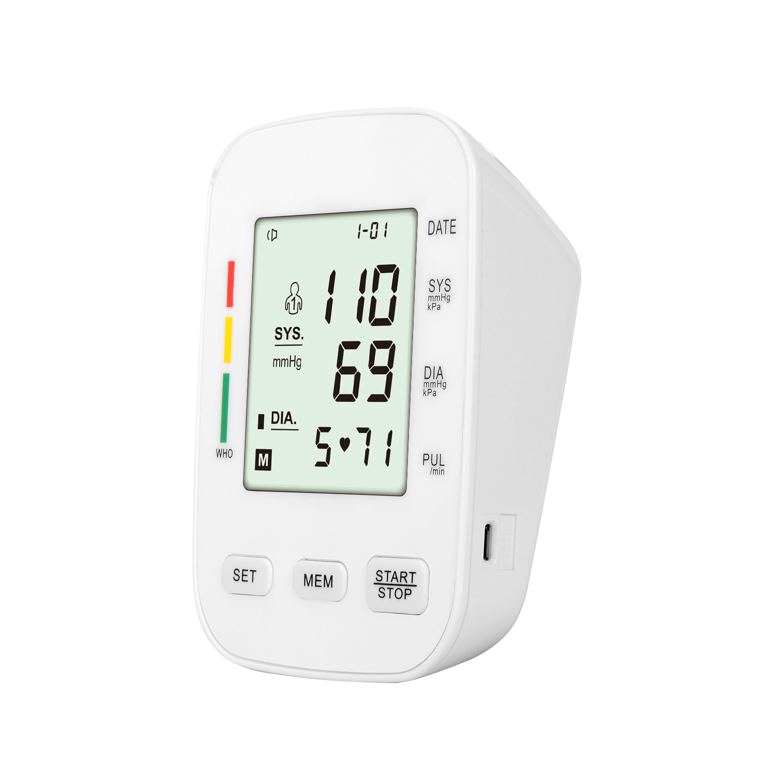 Esfigmomanómetro electrónico de brazo inteligente transfronterizo de comercio exterior, instrumento de medición de la presión arterial en el hogar en inglés neutro, monitor de presión arterial