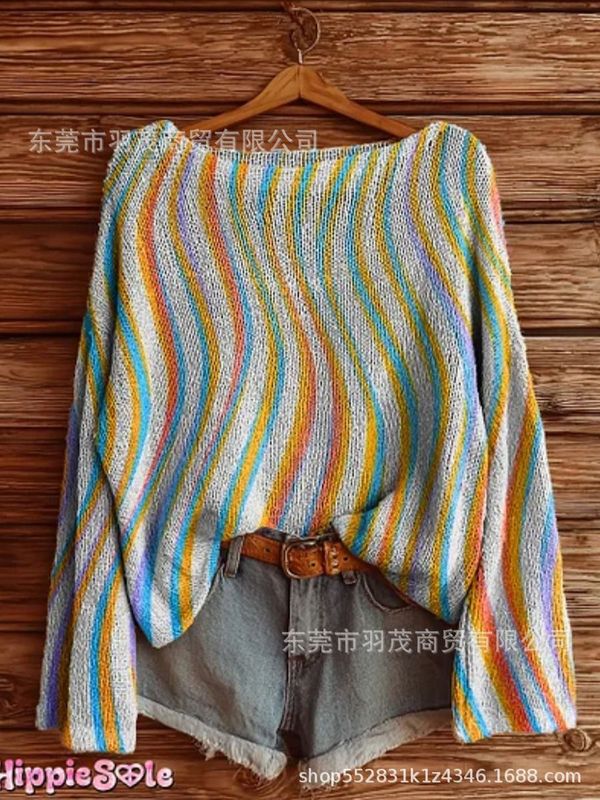 独立站新款高领卫衣仿毛衣 秋冬季碎花圆领宽松毛衣2|undefined