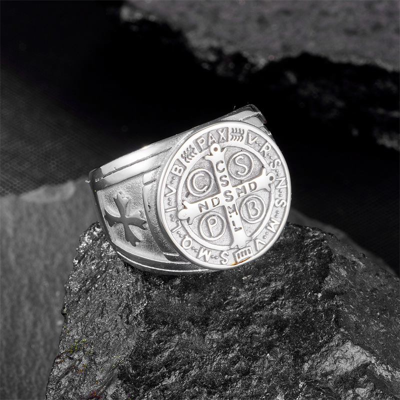1 Piece Quantity Hip-hop Retro Cross Letter Stainless Steel Plating Men's Rings