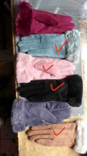 Autumn and winter wrist thickened winter motorcycle warm wool mouth long thin small square pink gloves