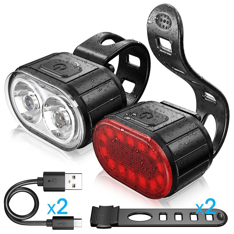 Mountain Bike Night Riding Light Ultra Light Waterproof USB Rechargeable Bike Light Outdoor Cycling Camping Equipment