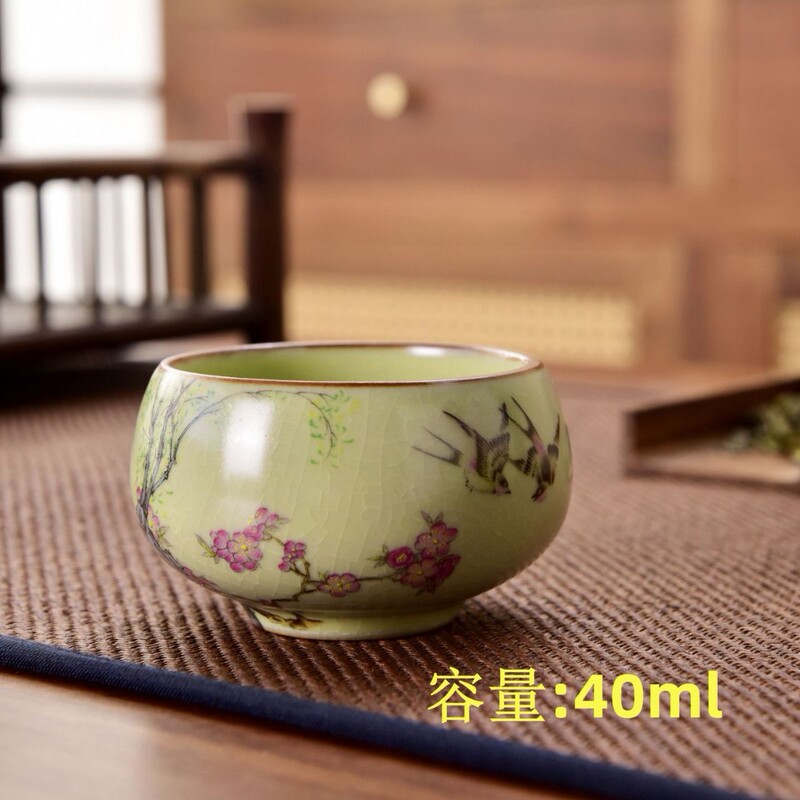 汝窑茶杯珐琅彩品茗杯泡茶杯开片主人杯客杯个人杯陶瓷纪念伴手礼|undefined