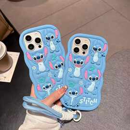 卡通搞怪史迪仔适用苹果iphone16 15防摔保护套苹果史迪仔硅胶套