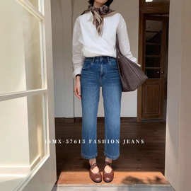 SMX57615封神神裤！法棍牛仔裤女2025秋冬高腰弹力修身直筒九分裤