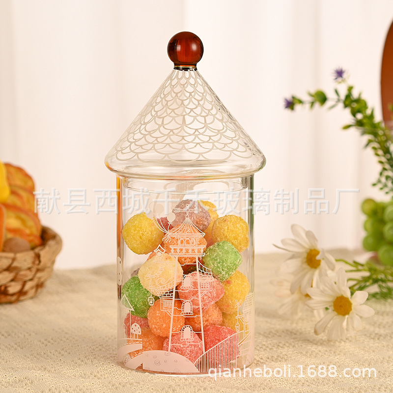 糖豆储蓄罐玻璃糖果罐高颜值收纳瓶干果花茶存储罐子厨房家用防潮