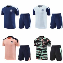 卸売レアルマドリードバルセロナリバプールチェルシーアーセナルアヤックスパリ半袖サッカートレーニングスーツ