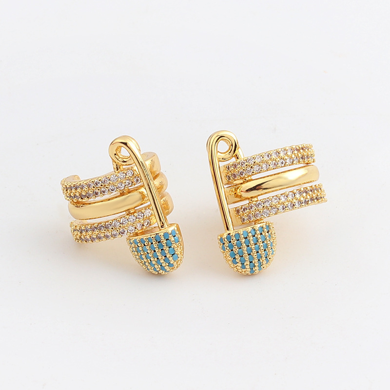 Style Simple Trombone Le Cuivre Boucles D'oreilles Zircon Boucles D'oreilles En Cuivre display picture 5