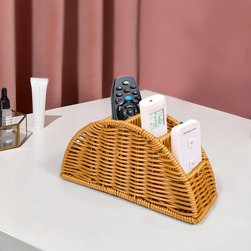 仿藤遥控器分格收纳家用办公室笔电视遥控器分格收纳首饰口红收纳