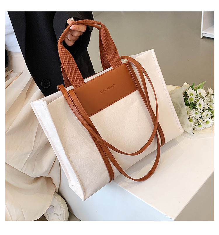 Borsa di tela borsa a tracolla a contrasto di grande capacità all'ingrosso 2023 nuova borsa tote bag alla moda transfrontaliera_voghion.com