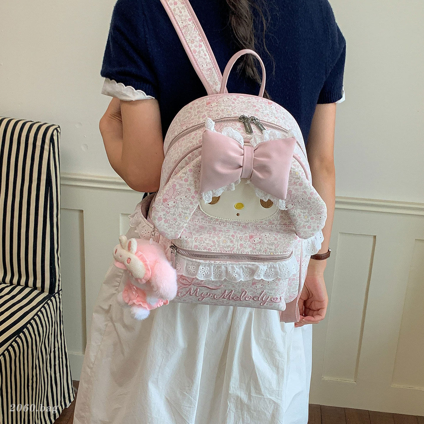 Mujeres de gran capacidad mochila de estudiantes de dibujos animados mochila de viaje 2026 arco dulce nuevo lindo mochila flor triturada