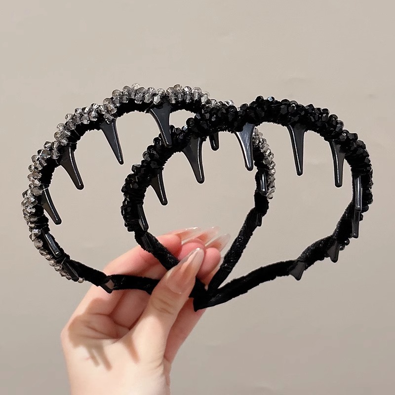 Diamond Louis París princesa banda de cabello 2025 nuevo pequeño viento fragante cráneo alto con dientes banda de cabello antideslizante tarjeta de cabello