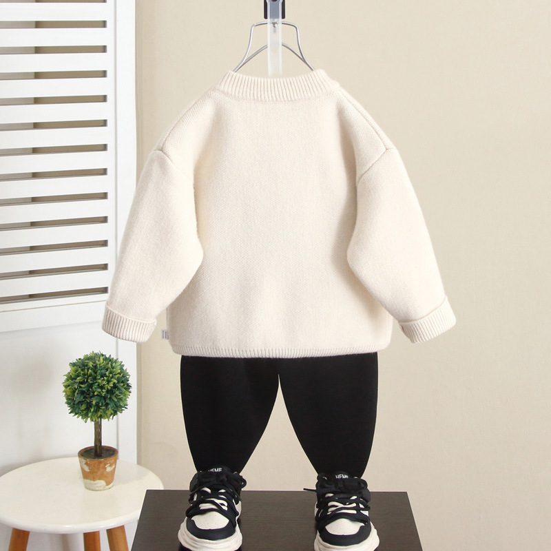 6934 suéter grueso para niños suéter de punto coreano bebé 2025 otoño e invierno nueva ropa para niños suéter de invierno cálido