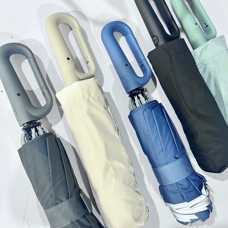 Cross-Border Pure Color Men's Buckle Fully Automatic Umbrella Windproof Reinforced Hiking Large Umbrella Business Advertising Umbrella Logo