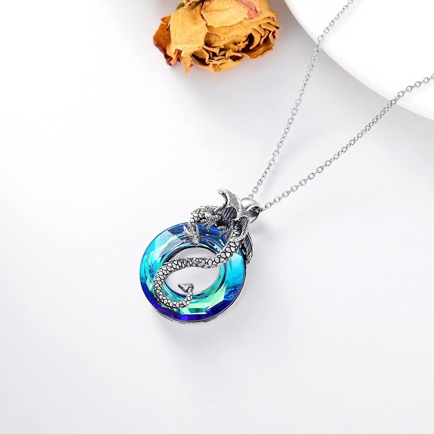 Collana con ciondolo a forma di drago colorato e fresco, alla moda e versatile, accessorio per gioielli da donna, regalo di compleanno_voghion.com