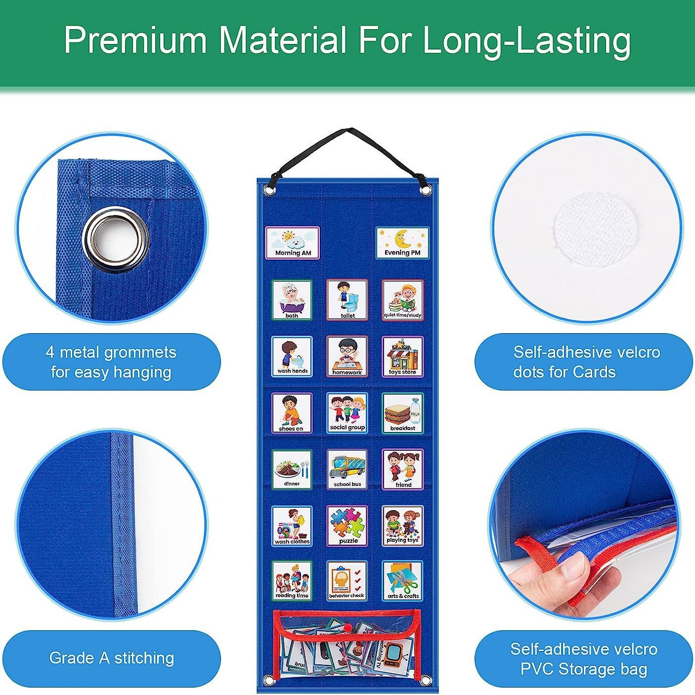 Aprender a colgar bolsas para niños horario visual tabla de calendario 2 en 1 diagrama diario de tareas diarias para el autismo